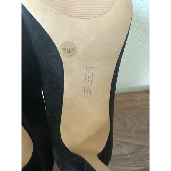 Vince Camuto Black Suede Heels Vp-novilesa Size 7.5 Pointed Toe Leather - Picture 10 of 11
